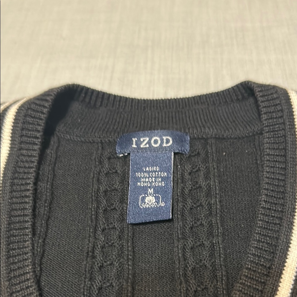 NWOT. IZOD Women’s Golf Black Cable Knit Sweater Vest - Picture 3 of 6